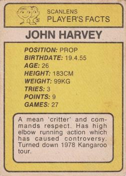 1981 Scanlens #158 John Harvey Back